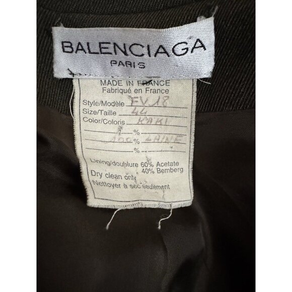 Balenciaga Paris Khaki Double Breasted Blazer Jacket Vintage 40 Hourglass Wool - Picture 3 of 13